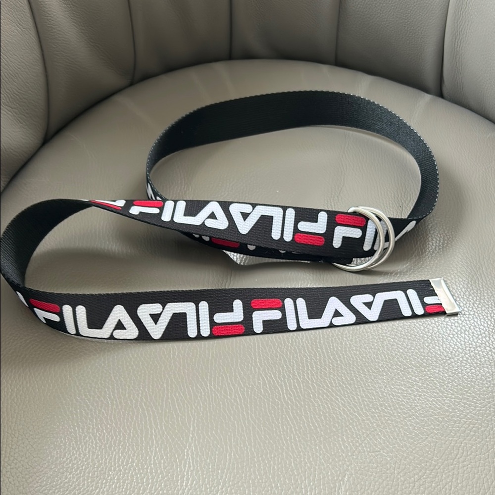 Fila Black and Red Logo Belt